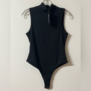 Pretty Little Thing Black High Neck Sleeveless Ribbed Bodysuit Size 10